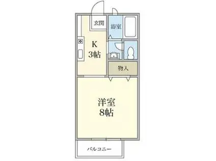 パナハイツ三山 A(ワンルーム/2階)の間取り写真