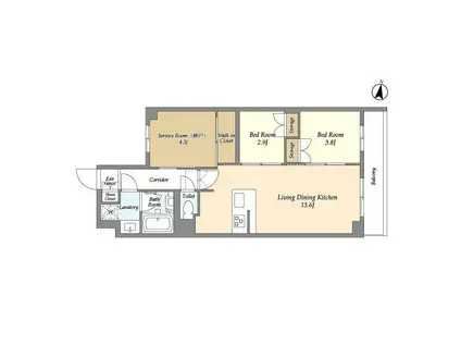 アジールコート練馬中村橋(2SLDK/2階)の間取り写真