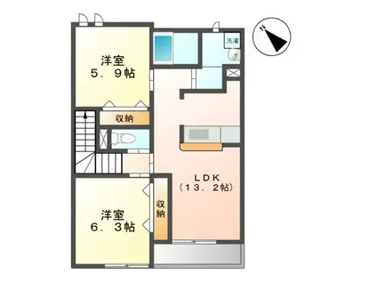 アークガーデンA(2LDK/2階)の間取り写真