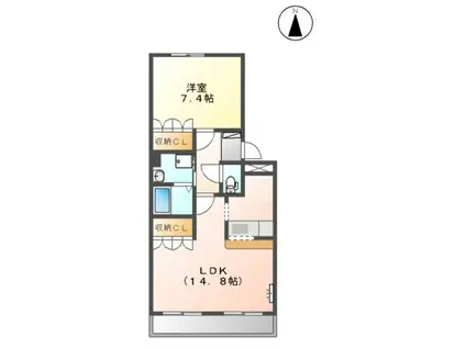 フローラルコート大高(1LDK/2階)の間取り写真