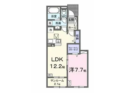 U-プラシードⅠ(1LDK/1階)の間取り写真