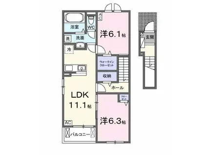 U-プラシードⅠ(2LDK/2階)の間取り写真