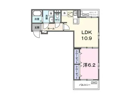 パークガーデン(1LDK/1階)の間取り写真