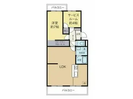 フローラ蜆塚Ⅱ(1SLDK/4階)の間取り写真