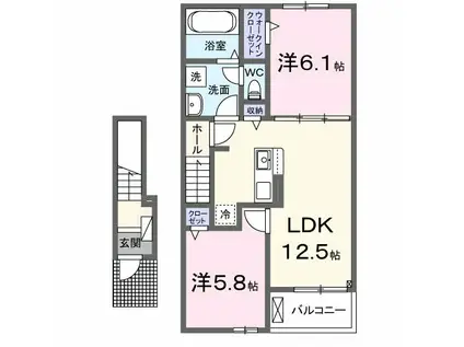 京成電鉄松戸線 五香駅 徒歩13分 2階建 新築(2LDK/2階)の間取り写真