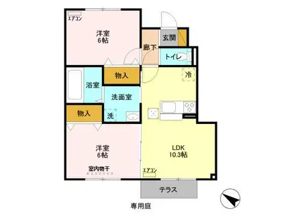 ラヴィラントさしまA(2LDK/1階)の間取り写真