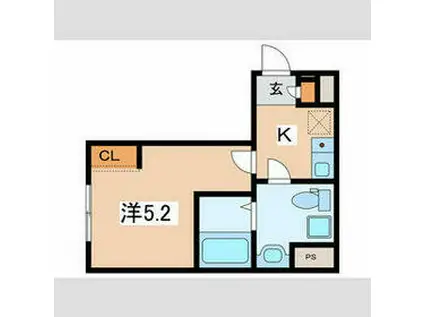 グランパーク品川戸越(1K/-1階)の間取り写真