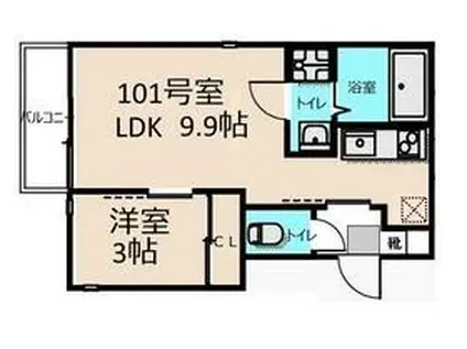 リュミエ越谷本町(1LDK/1階)の間取り写真