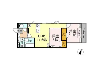 セレスティア扇Ⅶ(2LDK/3階)の間取り写真