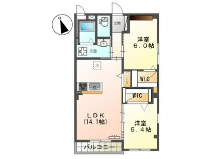 新宮町下府マンション(2LDK/2階)の間取り写真