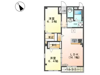 新宮町下府マンション(2LDK/5階)の間取り写真