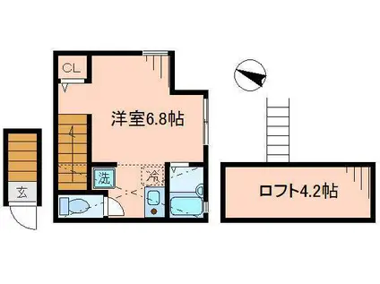 バーミープレイス荻窪(ワンルーム/2階)の間取り写真