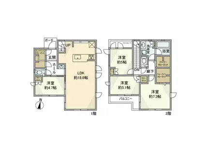 多摩モノレール 泉体育館駅 徒歩18分 2階建 築3年(4LDK)の間取り写真