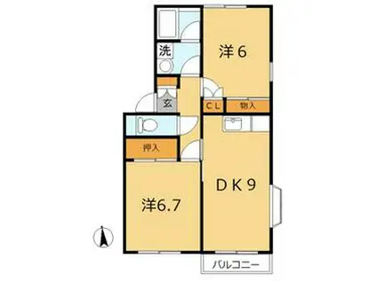 リバーサイド2番館(2DK/2階)の間取り写真