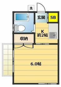 第三赤坂ハイツ(1K/1階)の間取り写真