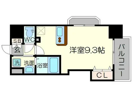 LUXE新大阪4(ワンルーム/13階)の間取り写真