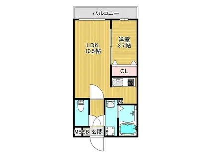 室見4丁目(1LDK/5階)の間取り写真