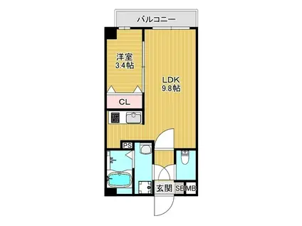 室見4丁目(1LDK/7階)の間取り写真