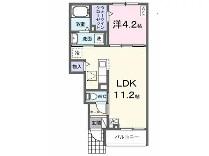 プラシード(1LDK/1階)の間取り写真