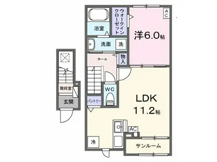 プラシード(1LDK/2階)の間取り写真