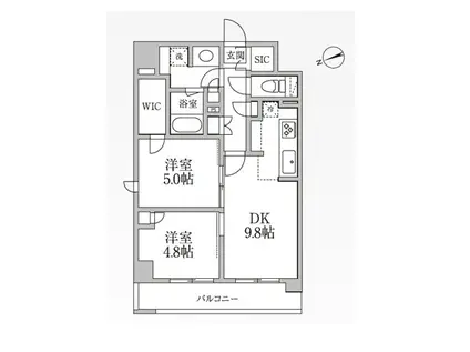 レジディア新御徒町2(2LDK/11階)の間取り写真