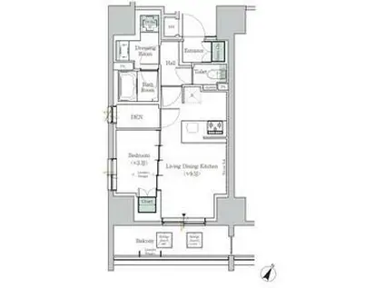 ONE ROOF RESIDENCE TAMACHI(1LDK/9階)の間取り写真