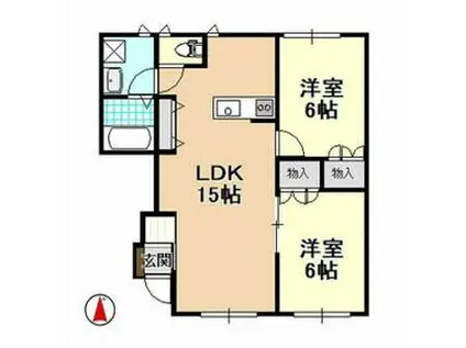 サザンコート(2LDK/1階)の間取り写真