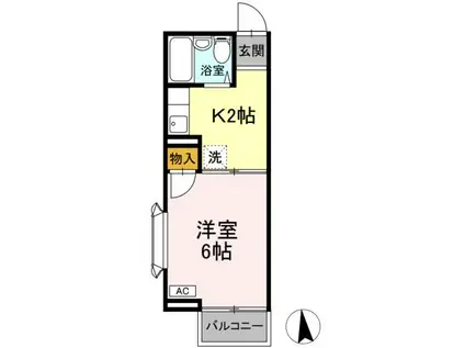 ブルミエ・ド・クレールⅡ(1K/2階)の間取り写真