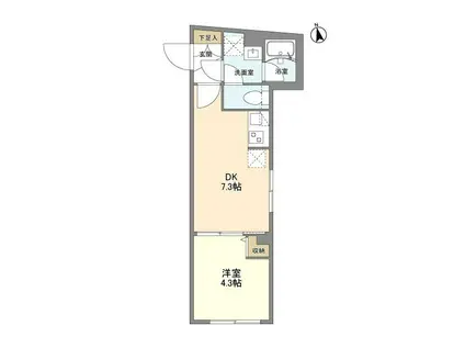 ウェルスクエア学芸大学Ⅱ(1DK/1階)の間取り写真