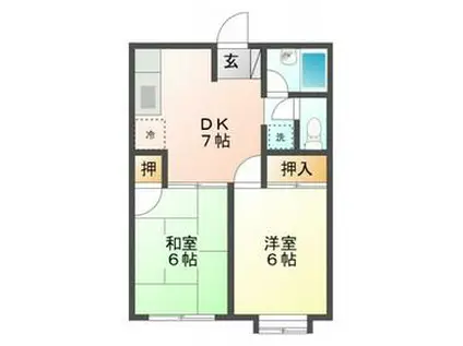 エルディムタカヨシⅠ(2DK/2階)の間取り写真