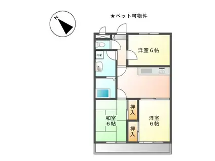 エクレール(2LDK/2階)の間取り写真