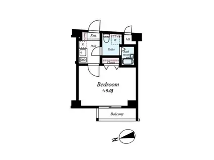 SIN-CITY上北沢XEBEC(1K/3階)の間取り写真