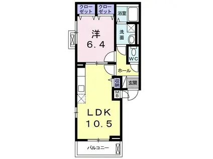 レジデンス酉島(1LDK/2階)の間取り写真
