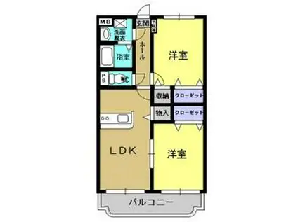 Y.M.ソレイユⅡ(2LDK/1階)の間取り写真