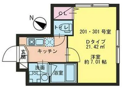 ヒルメゾン田園調布(1K/3階)の間取り写真