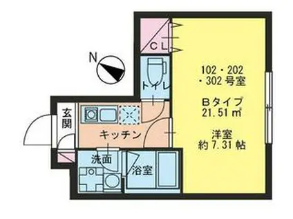 ヒルメゾン田園調布(1K/1階)の間取り写真