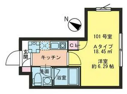 ヒルメゾン田園調布(1K/1階)の間取り写真