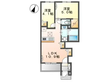 クロシェットⅡ(2LDK/1階)の間取り写真