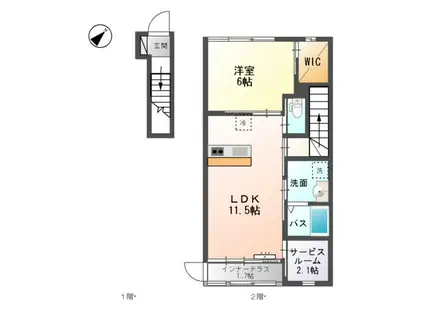 ラピス ワイ(1SLDK/2階)の間取り写真