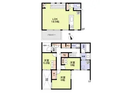 中央本線 荻窪駅 徒歩12分 2階建 新築(3LDK)の間取り写真