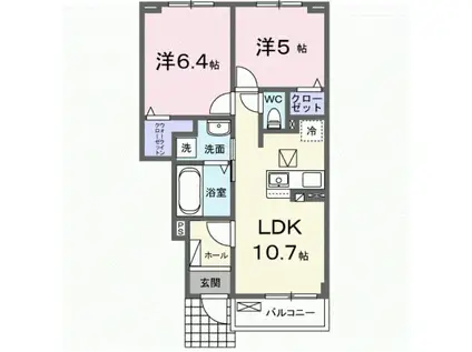 ラフィネ ドヌール(2LDK/1階)の間取り写真