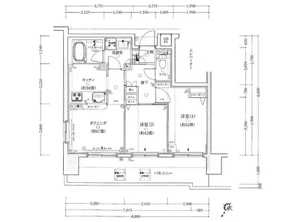 クリオ阪東橋(2DK/11階)の間取り写真