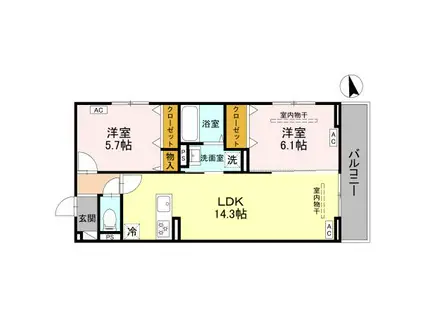 D-RESISIA大橋(2LDK/1階)の間取り写真