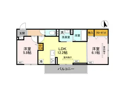 D-RESISIA大橋(2LDK/1階)の間取り写真