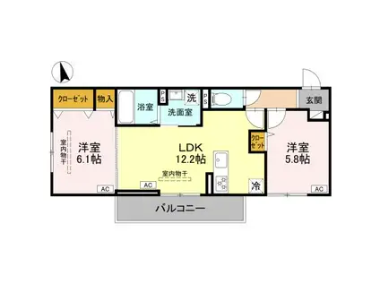 D-RESISIA大橋(2LDK/1階)の間取り写真