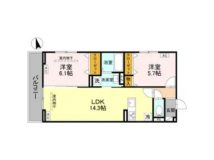 D-RESISIA大橋(2LDK/3階)の間取り写真