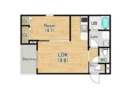 ジーメゾン和泉大宮ソル(1LDK/3階)の間取り写真