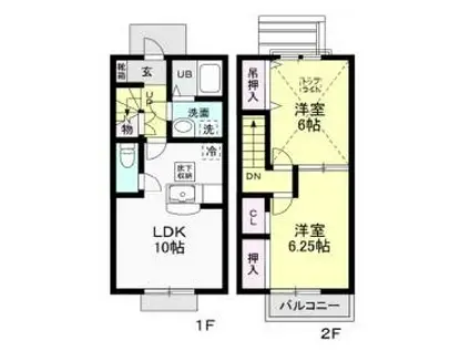 グリーンテラスⅡ(2LDK/1階)の間取り写真