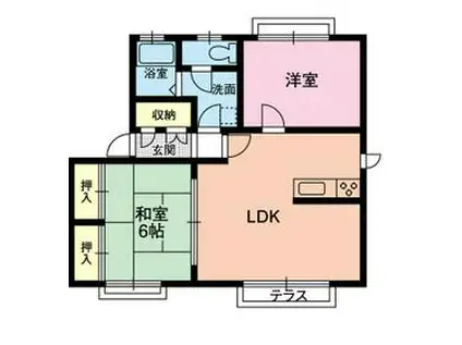 リバーサイドパレスNT B棟(2LDK/1階)の間取り写真