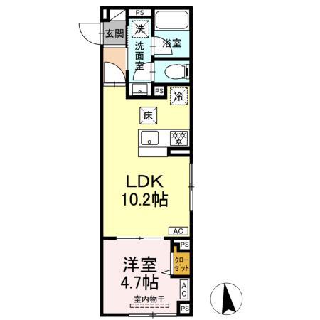 セレスティア青井Ⅱ(1LDK/1階)の間取り写真
